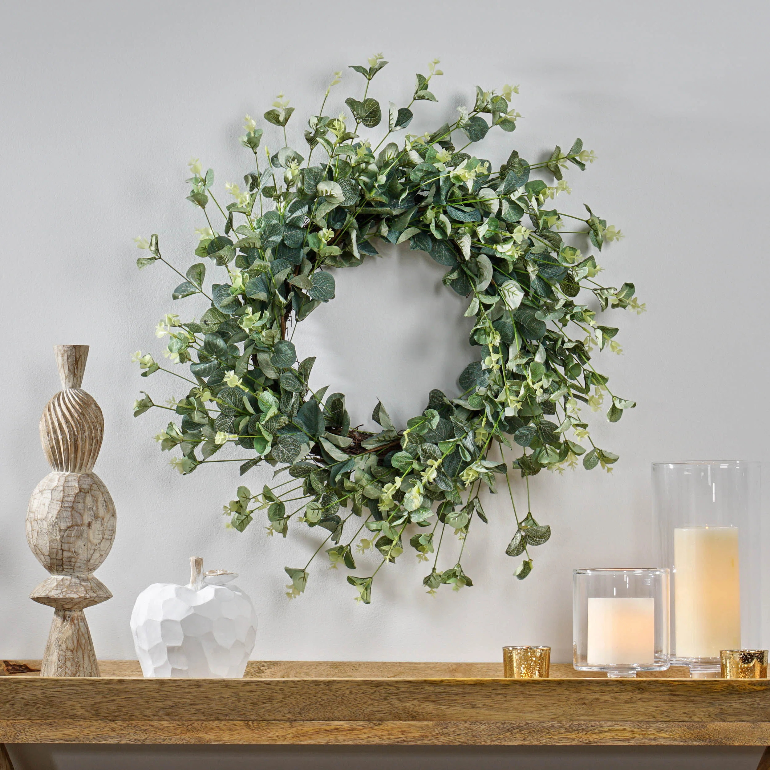 Sand & Stable Madilynn Handcrafted Faux Eucalyptus Silk 24.5'' Wreath & Reviews | Wayfair | Wayfair North America