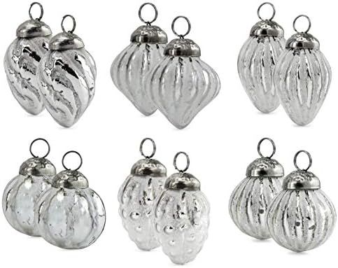 AuldHome Small Glass Finial Ornaments (Set of 12, Silver White); Distressed Metal Antique Style R... | Amazon (US)