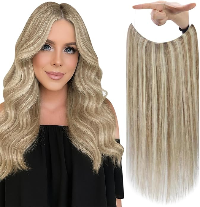 Fshine Wire Hair Extensions Golden Blonde Mix Light Blonde Highlightted 18 Inch Invisible Layered... | Amazon (US)