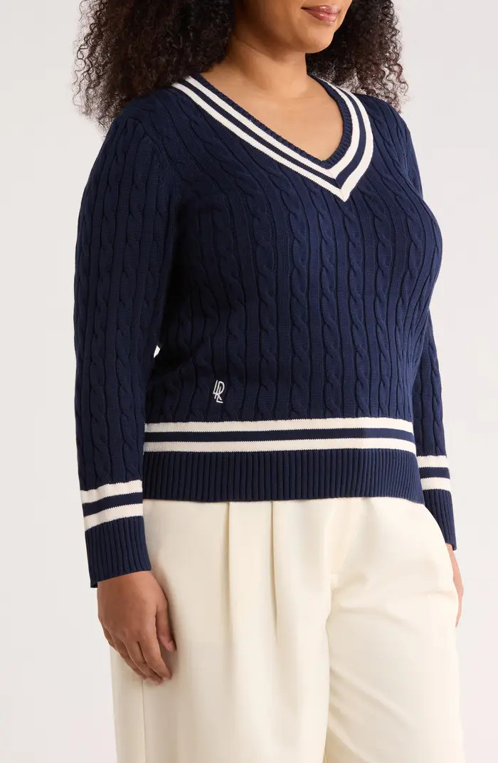 Cable Stitch Crewneck Cotton Sweater | Nordstrom