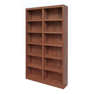 Concepts In Wood 84 in. Dry Oak Wood 12-shelf Standard Bookcase with Adjustable Shelves MI4884-D ... | The Home Depot