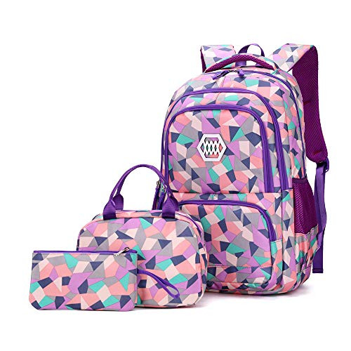 Geometric-Print Backpack and Lunch-Bag Set for Girls Middle-School Elementary Bookbags, 3Pcs Scho... | Amazon (CA)
