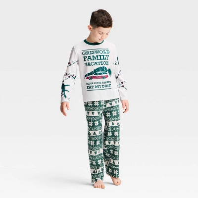 Boys' National Lampoon's Christmas Vacation Holiday Long Sleeve and Pants 2pc Pajama Set - Green L | Target
