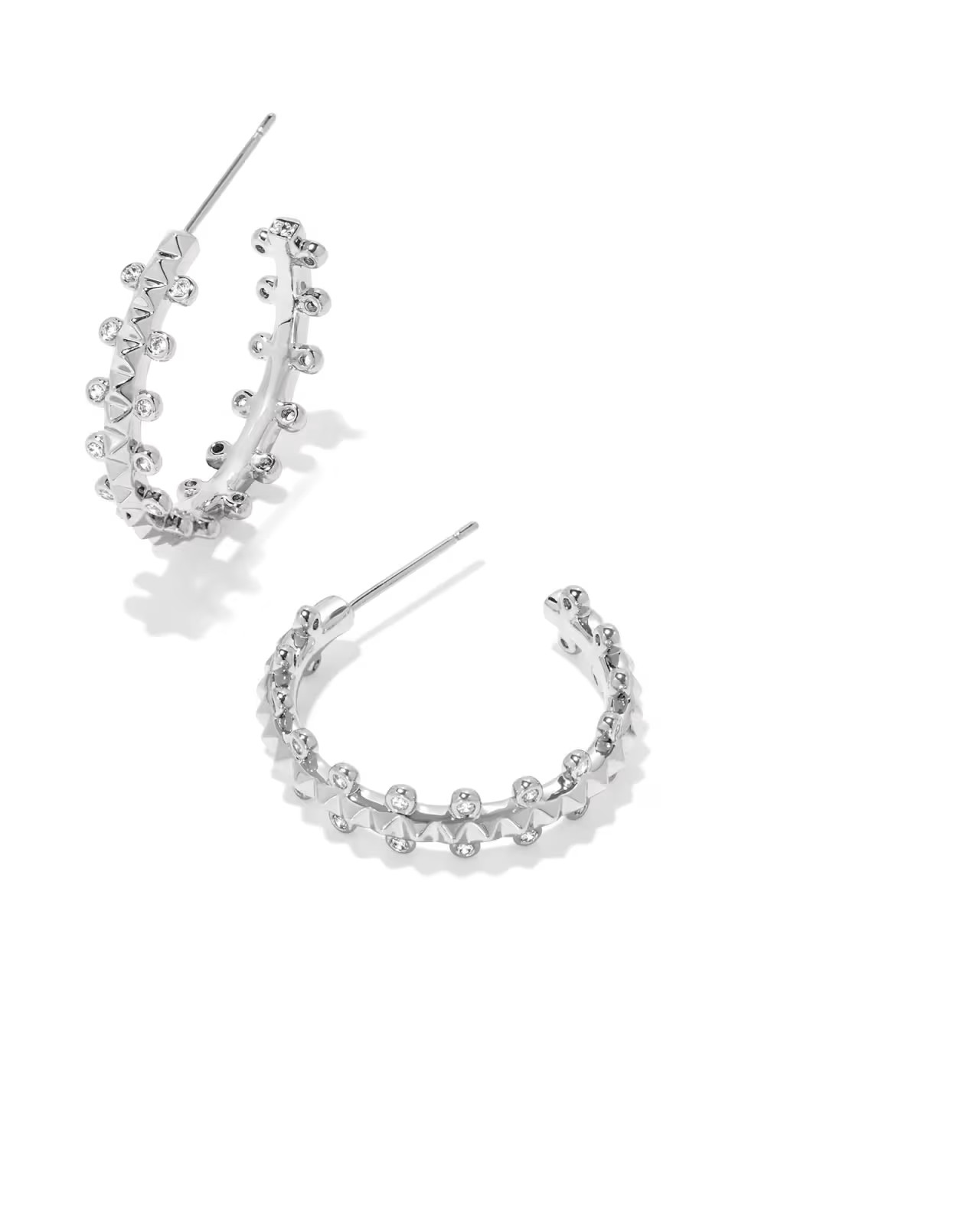 Jada Silver Small Hoop Earrings in White Crystal | Kendra Scott