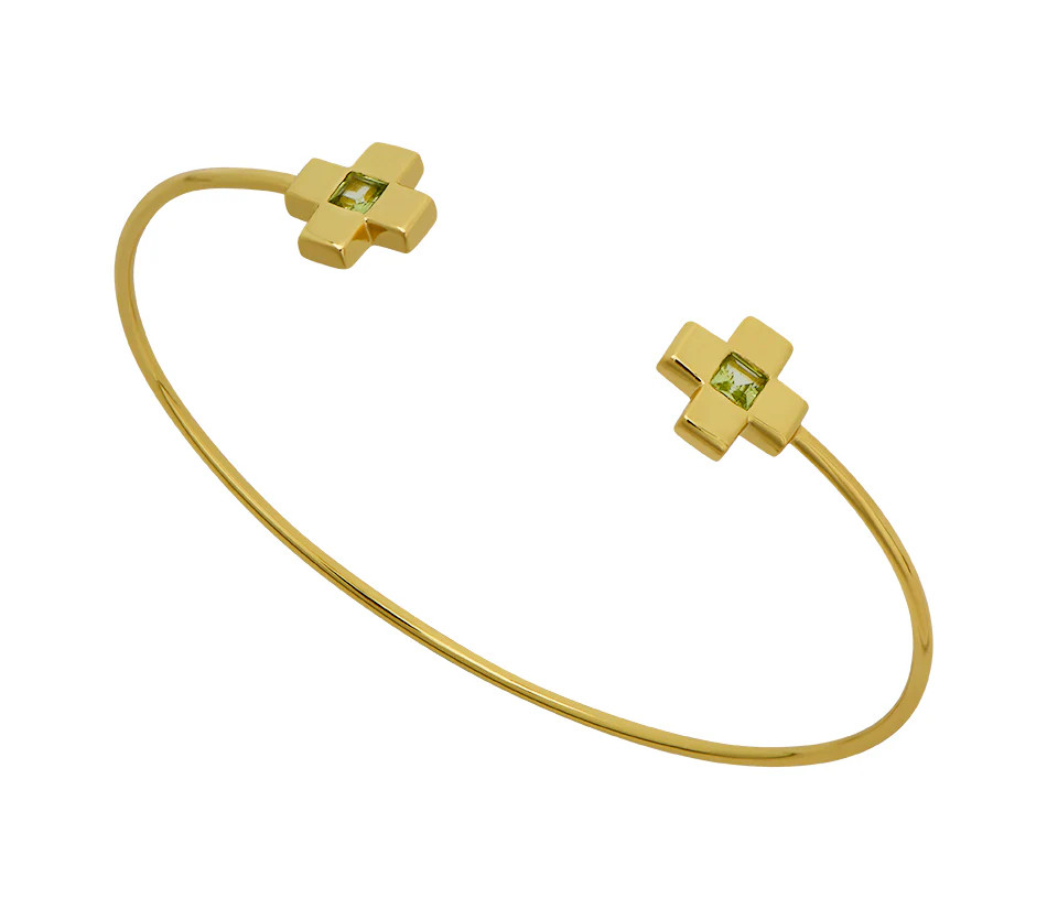 Peridot Cross Bangle | Goldbug Collection