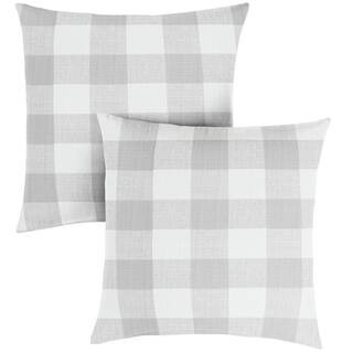 Grey Buffalo Plaid Outdoor Knife Edge Throw Pillows (2-Pack) | The Home Depot
