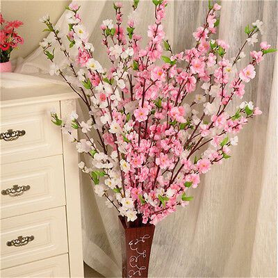 5xArtificial Cherry Spring Plum Peach Blossom Branch Silk Flower MG Home Decor | eBay | eBay US