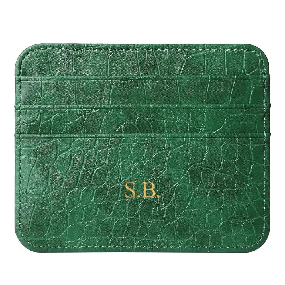 Personalisa Gold Silver Initial letters Credit Card Holder Wallet, PU Leather Ultra Slim Wallet, ... | Amazon (US)