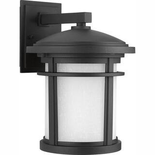 Progress Lighting Wish Collection 1-Light 12.5 in. Outdoor Textured Black LED Wall Lantern Sconce... | The Home Depot
