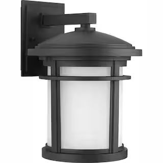 Progress Lighting Wish Collection 1-Light 12.5 in. Outdoor Textured Black LED Wall Lantern Sconce... | The Home Depot