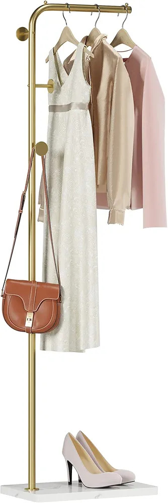 HOMEFORT Metal Coat Rack, Modern Coat Tree with 3 Hooks, L Shaped Coat Hanger Stand, Freestanding... | Amazon (US)