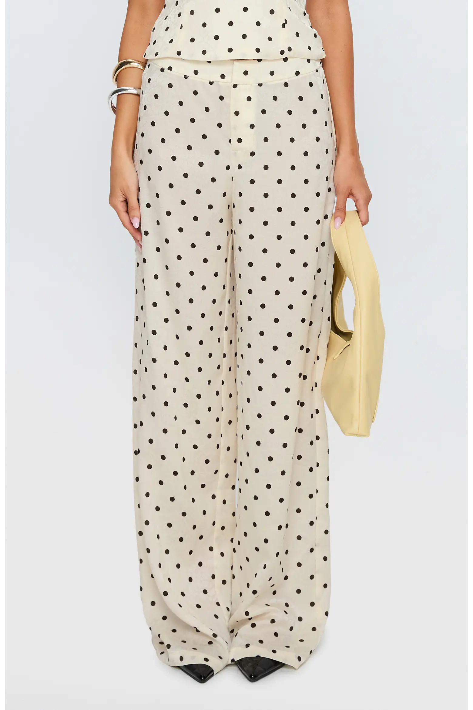 Powdered Sugar Polka Dot Strapless Top & Wide Leg Pants Set (Women) | Nordstrom | Nordstrom