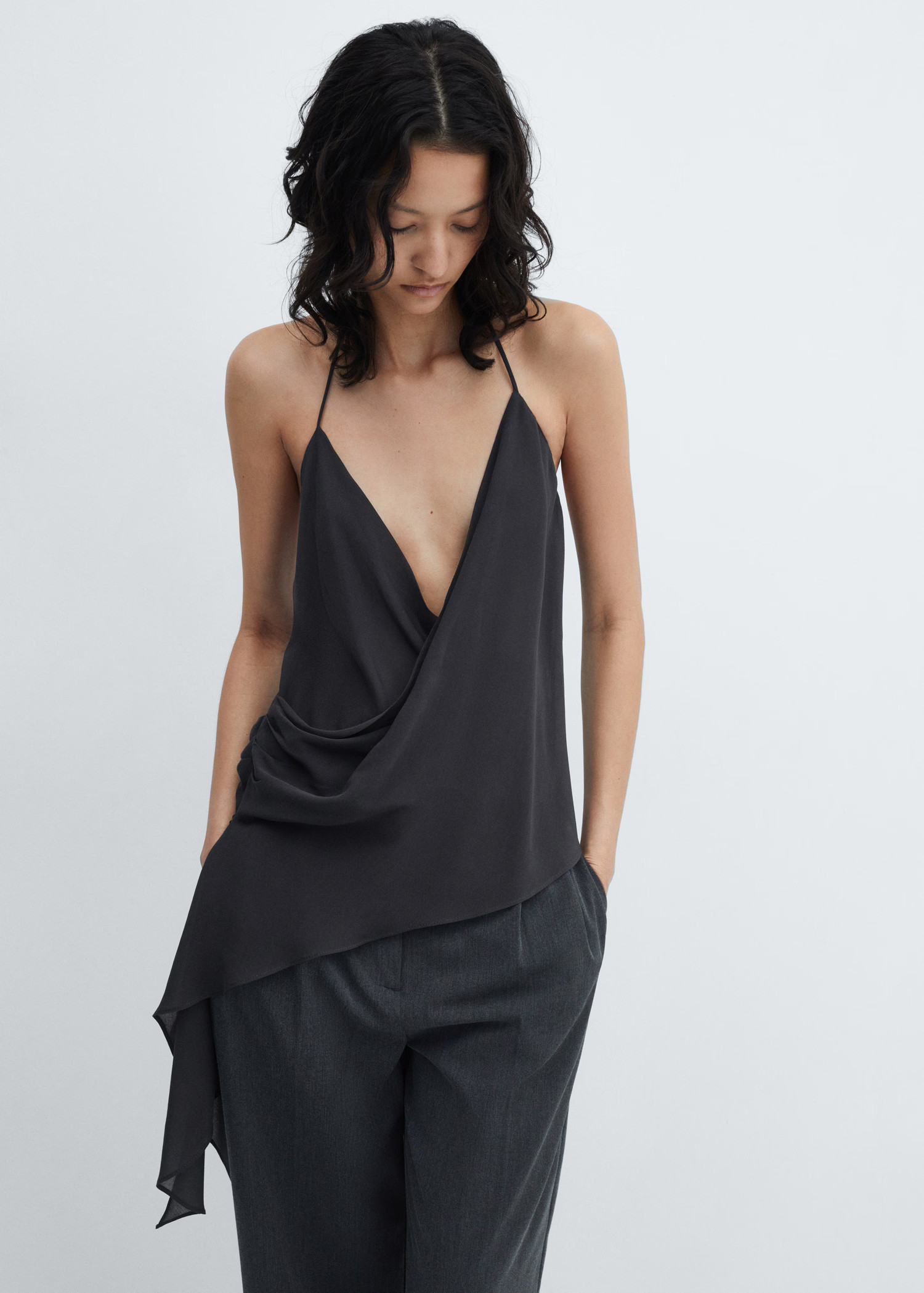 Open-back draped top | MANGO (UK)