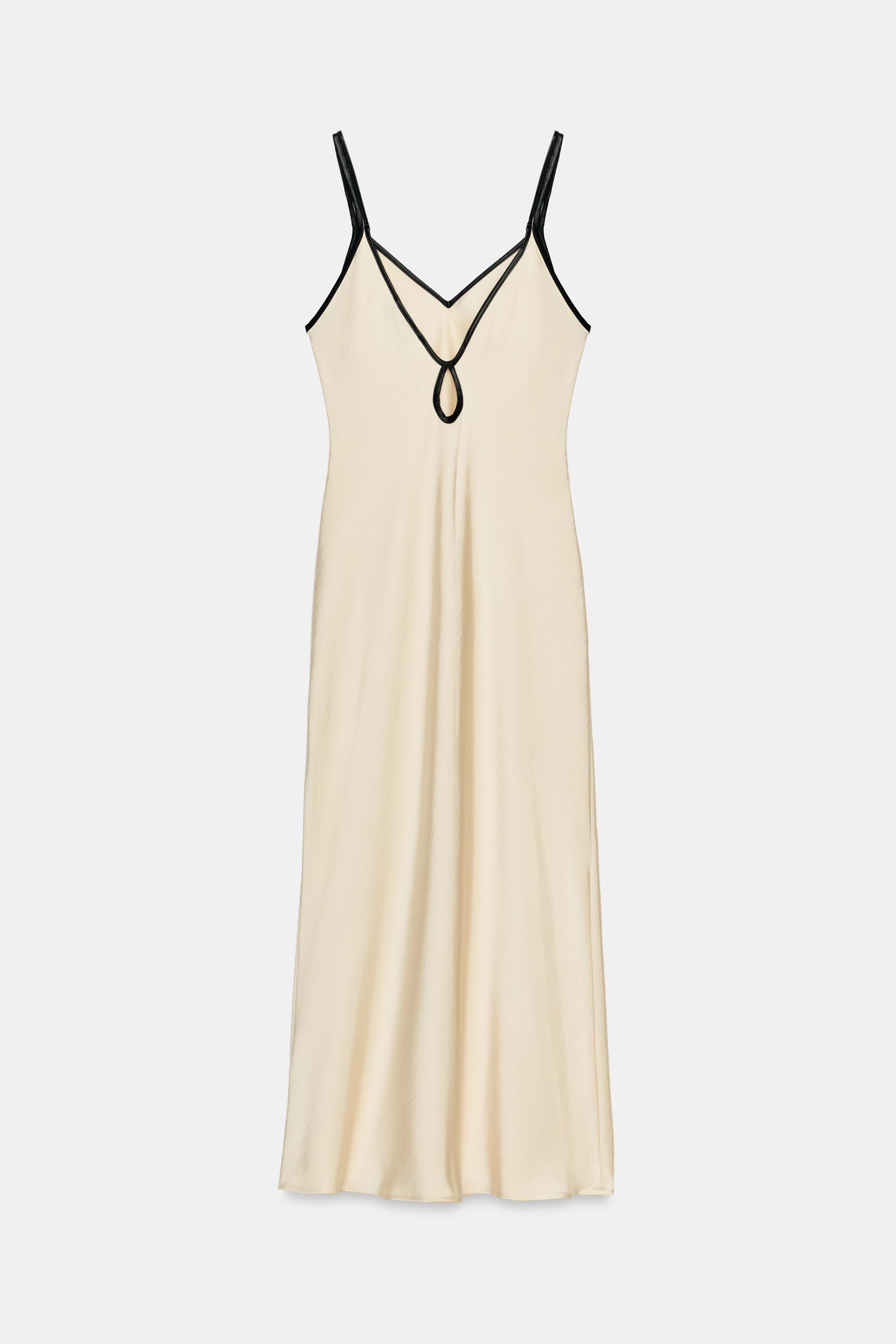 SATIN MIDI DRESS WITH CONTRAST PIPING | Zara Canada