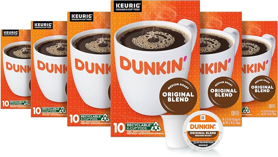 Dunkin' Original Blend Medium Roast Coffee, 60 Keurig K-Cup Pods | Amazon (US)