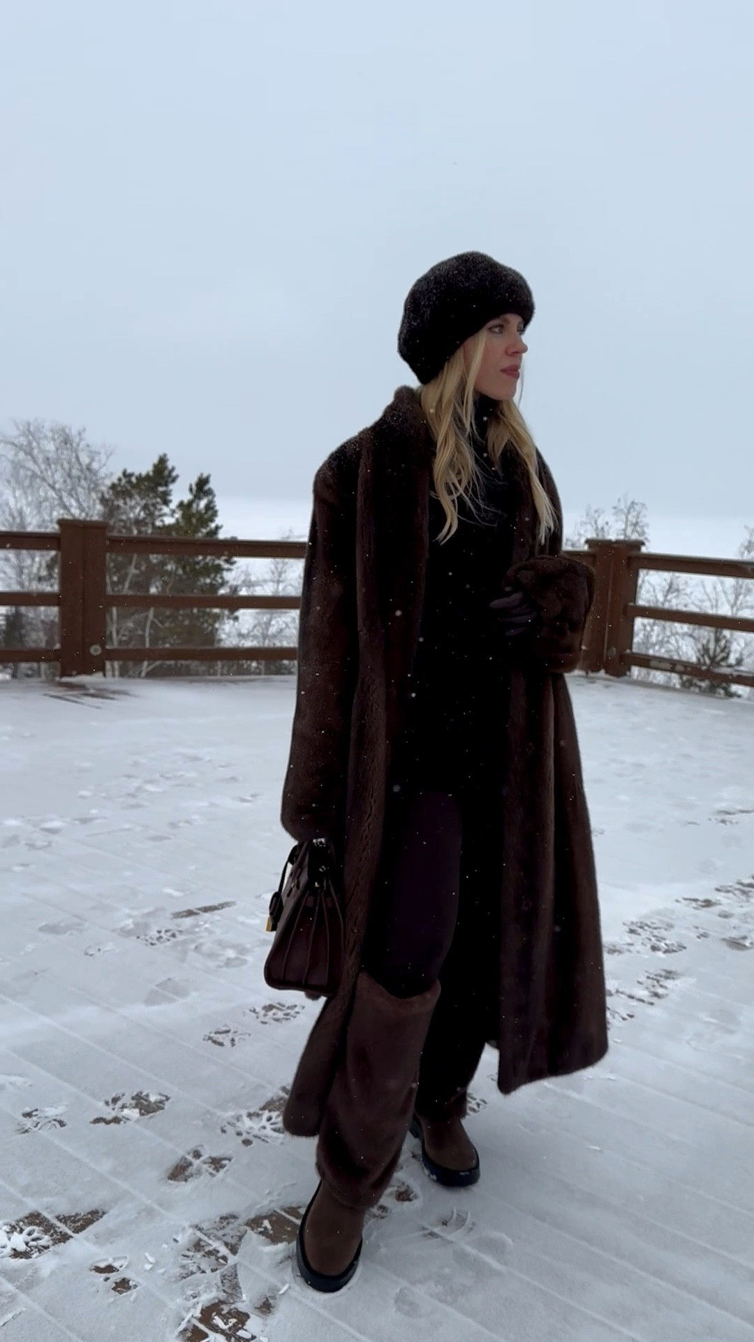 Brown mink fur coat, all brown winter outfit with fur coat, Zara chocolate brown leggings, tall fur boots, winter travel look, apres ski, cold weather outfit 

#LTKFindsUnder50 #LTKTravel #LTKSeasonal