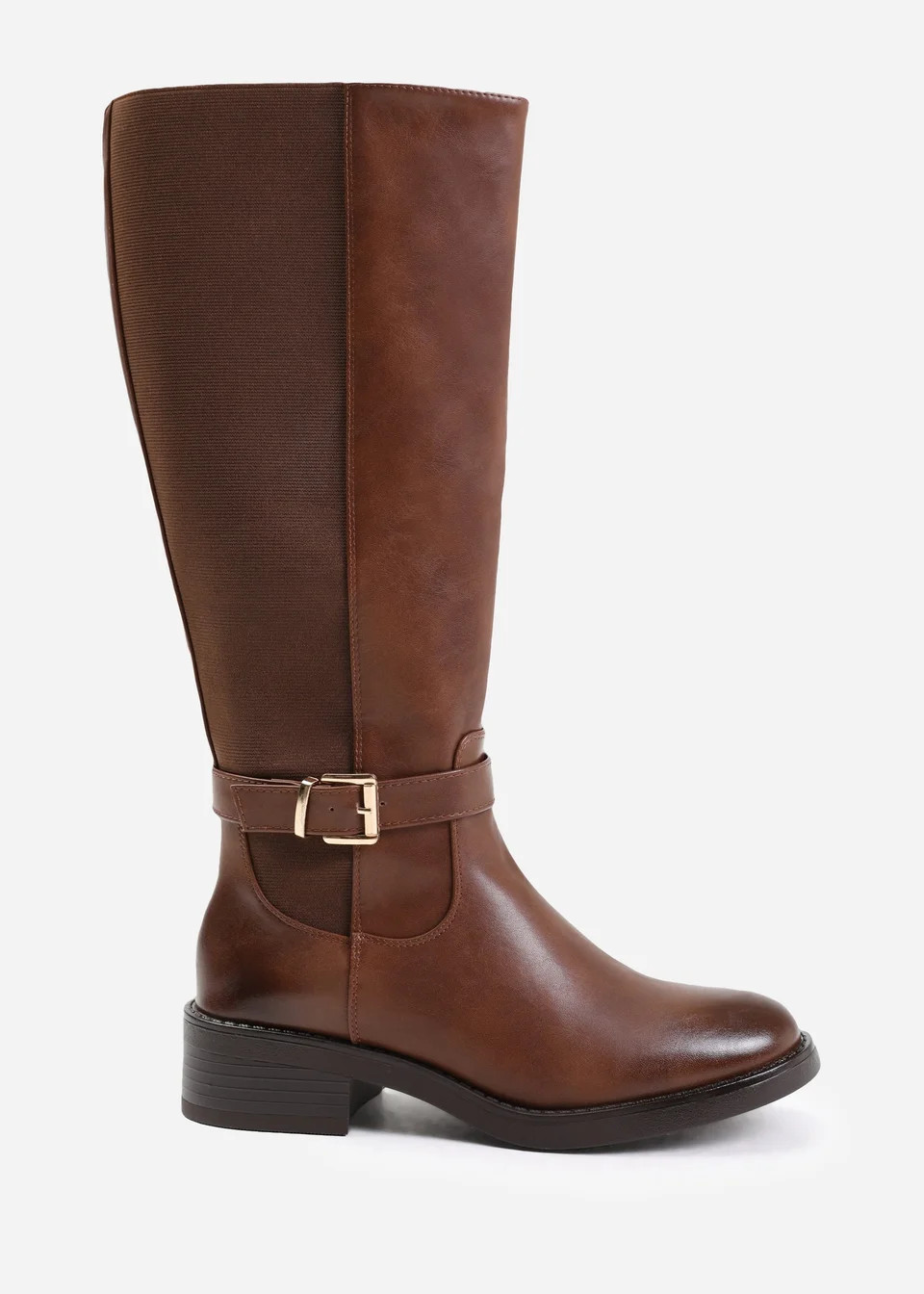 Where's That From Micah Brown Buckle Detail Knee High Boots | Matalan (UK)