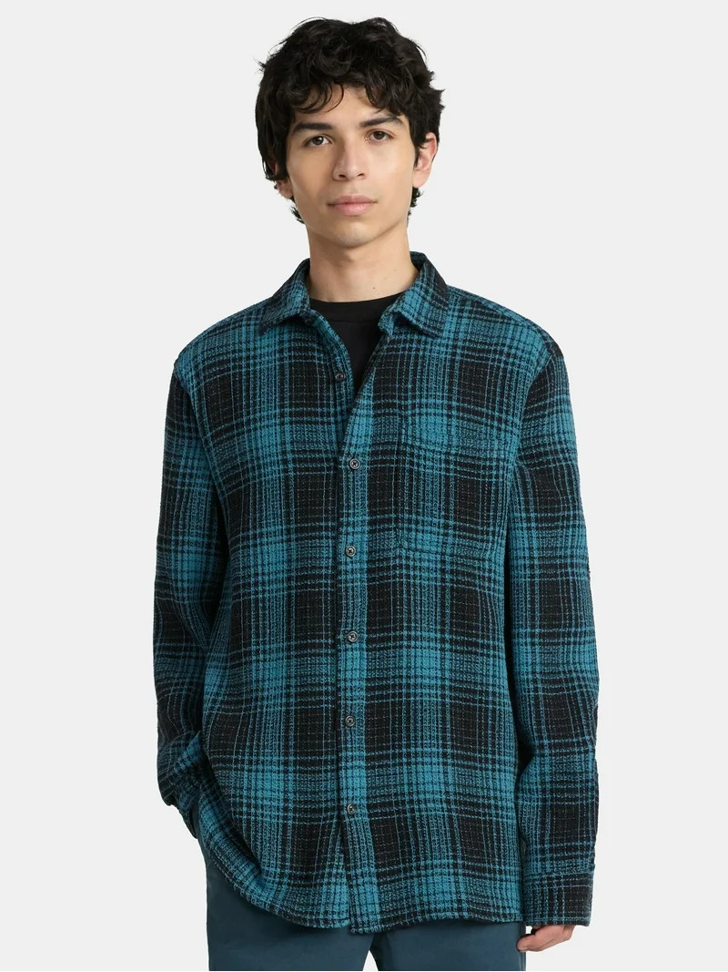 No Boundaries Men's & Big Men's Long Sleeve Textured Shirt , Sizes XS-5XL | Walmart (US)