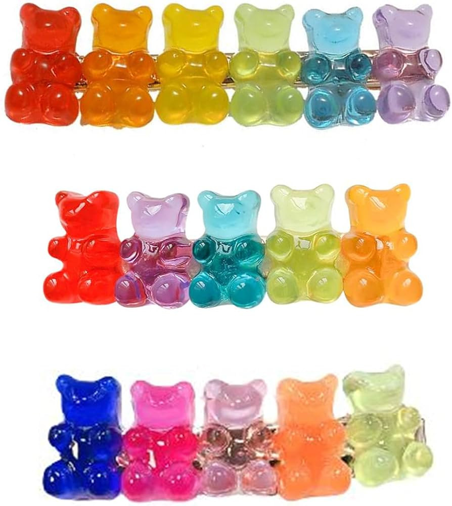 Handmade Colorful Resin Hair Clip Cute Gummy Bear Hair Pins Barrettes Candy Color Cartoon Animal ... | Amazon (US)