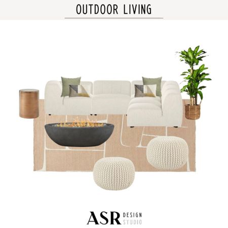 Styled Outdoor Living Space, featuring a sectional set, poufs, fire pit and more! #livingroom #outdoor #outdoorliving

#LTKfamily #LTKhome #LTKstyletip