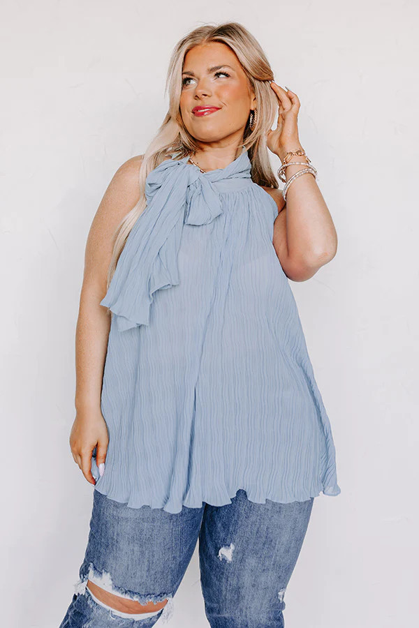 Lead Me Back To You Pleated Top in Airy Blue Curves | Impressions Online Boutique