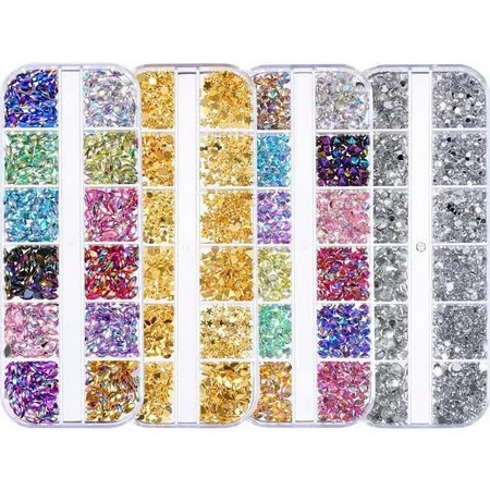 4 Boxes Nail Rhinestones kit Multi-size Gems Metal Nail Rivets Studs | Walmart (US)