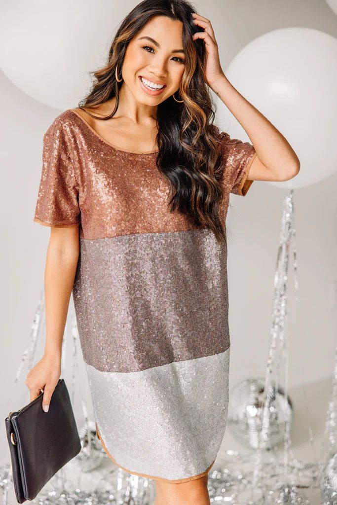 My Time To Shine Rose Gold And Silver Sequin Dress | The Mint Julep Boutique