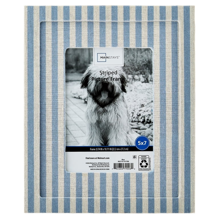 Mainstays 5" x 7" Blue and White Striped Upholstered Fabric Picture Frame | Walmart (US)