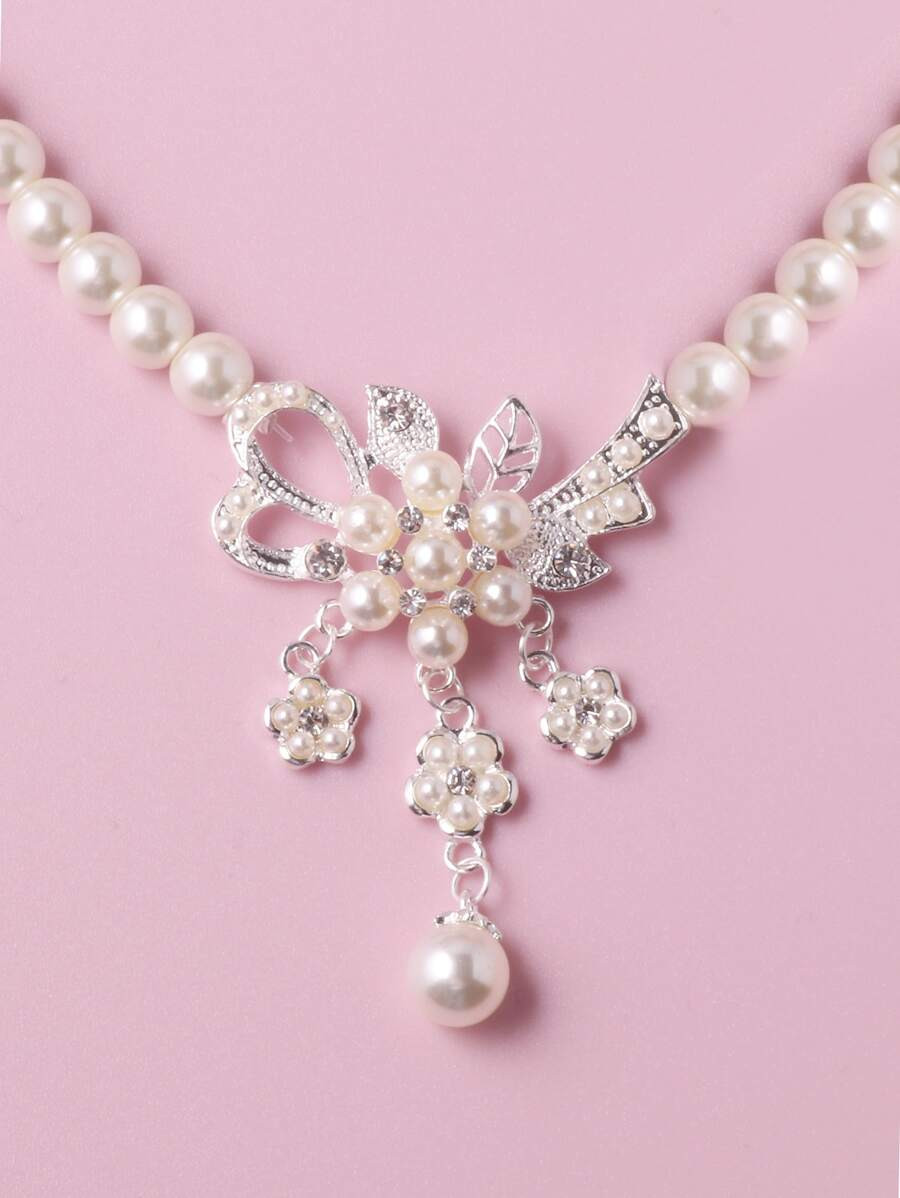 Faux Pearl Decor Necklace & 1pair Drop Earrings
   SKU: swset18210513925      
          (341 Rev... | SHEIN