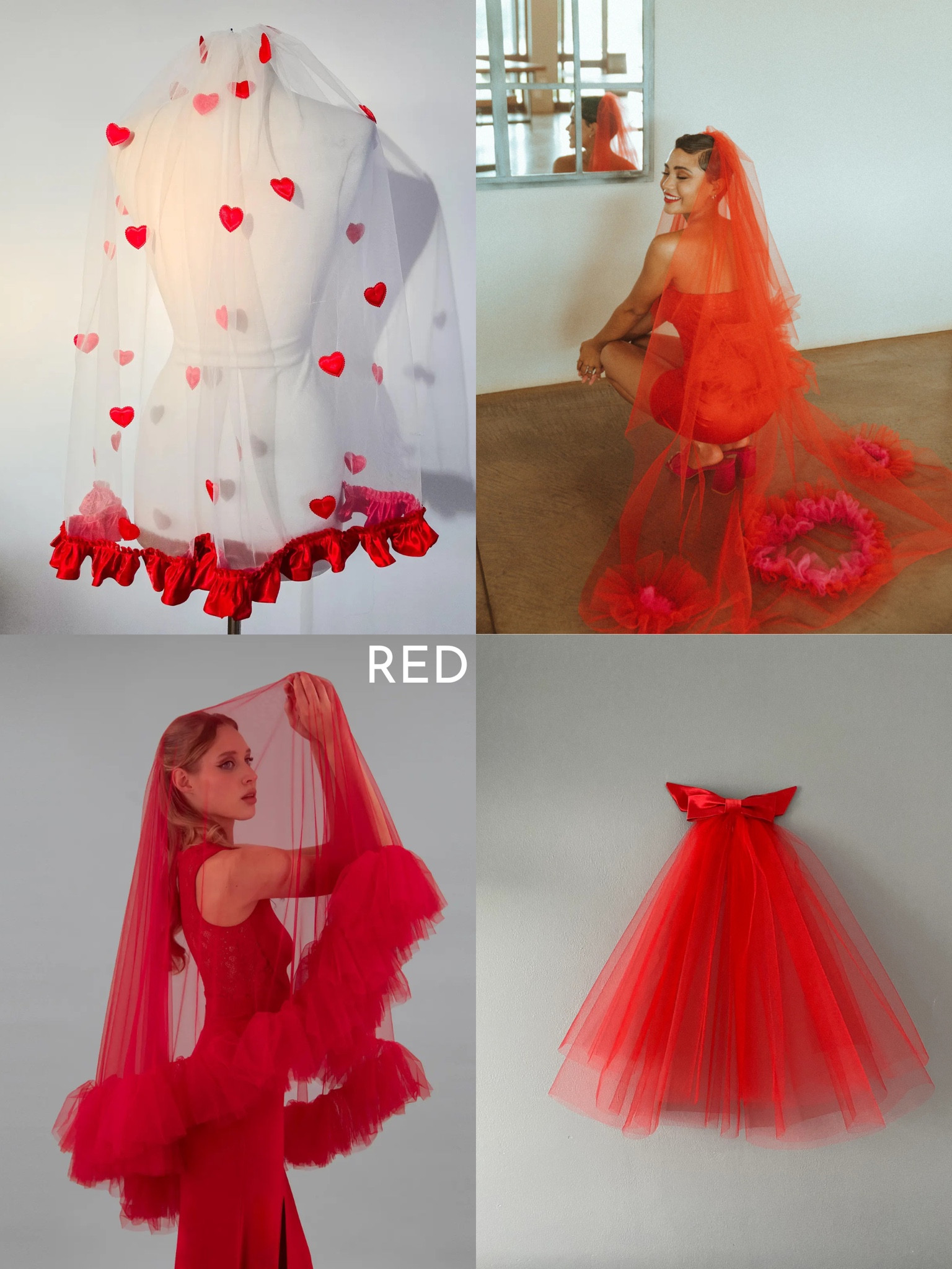 Red wedding veils 