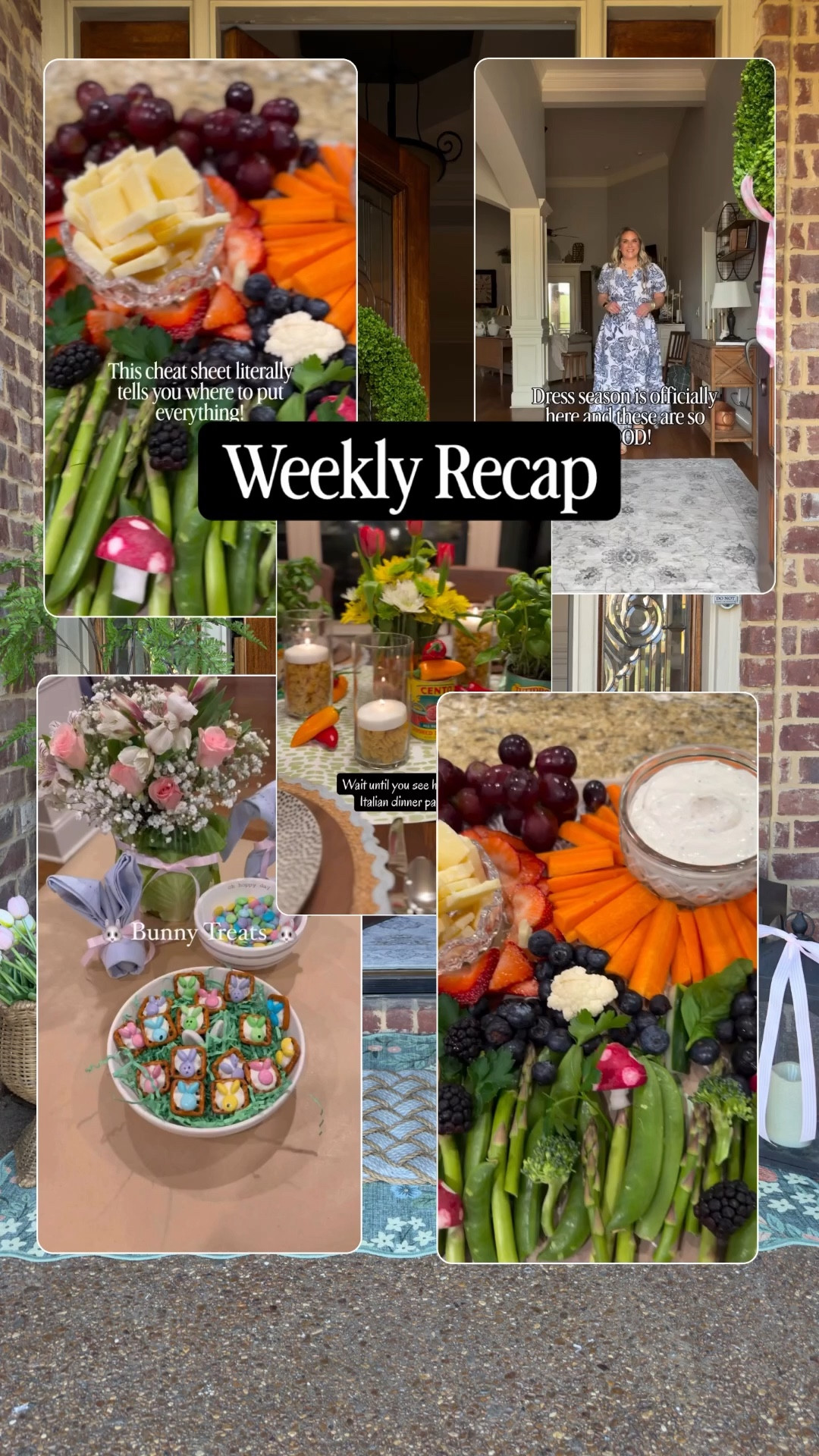 This week is full of some of my favorite moments… the cutest bunny treats, a dreamy Italian dinner tablescape, fun spring and summer dresses, and the most adorable charcuterie board with tiny radish mushrooms.

#LTKSeasonal #LTKWorkwear #LTKHome
