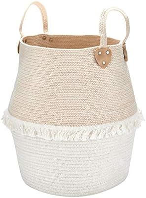 Rope Basket Woven Storage Basket - Laundry Basket Large 16 x 15 x 15 Inches Cotton Blanket Organi... | Amazon (US)