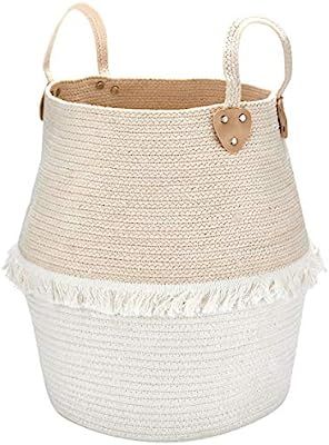 Rope Basket Woven Storage Basket - Laundry Basket Large 16 x 15 x 15 Inches Cotton Blanket Organi... | Amazon (US)