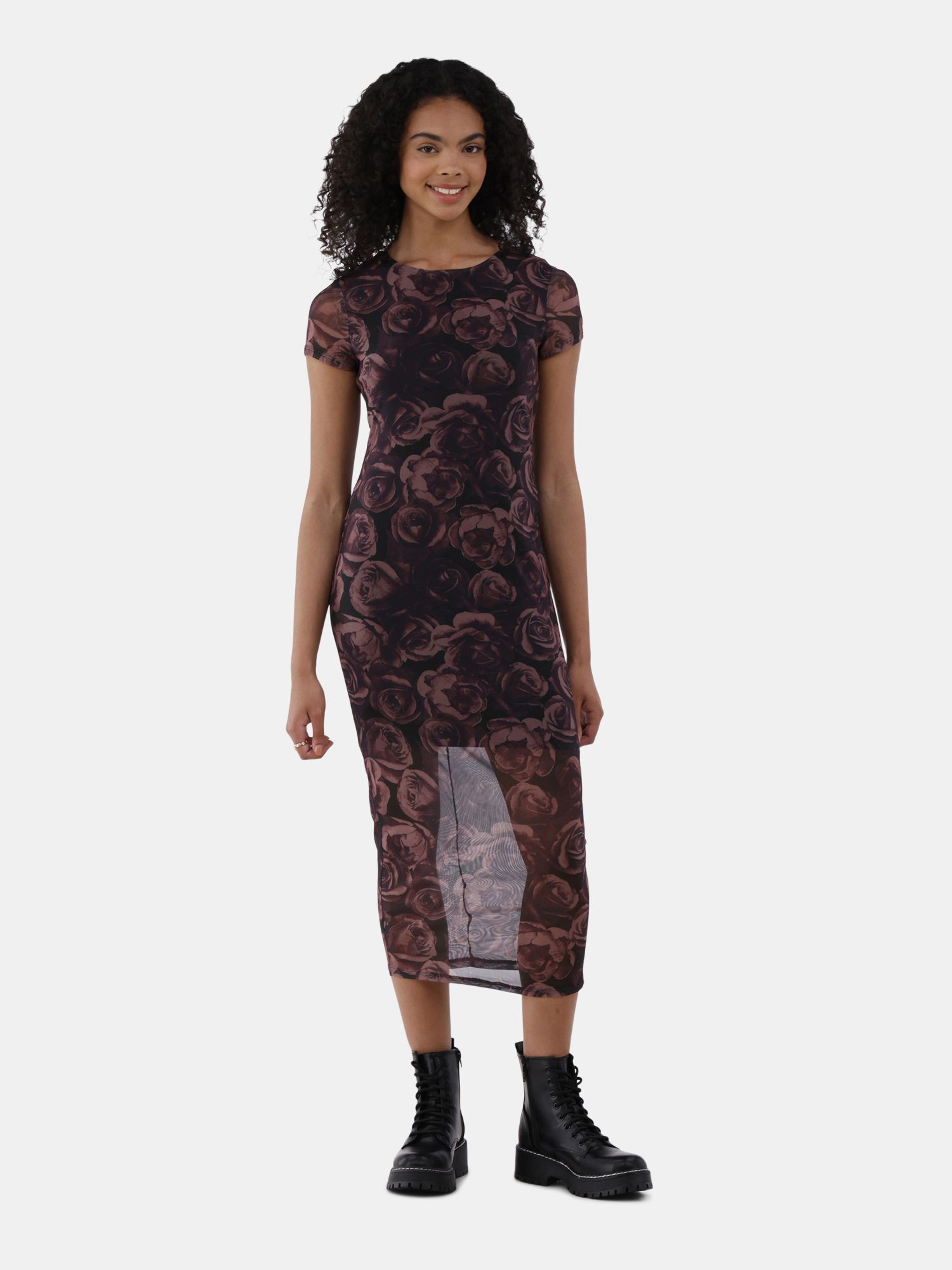 No Boundaries Mesh Maxi Dress, Women's and Women's Plus | Walmart (US)