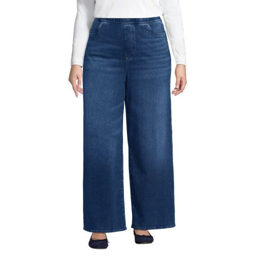 Women's Starfish Denim High Rise Wide Leg Jeans - Lands' End - Blue - L | Lands' End (US)