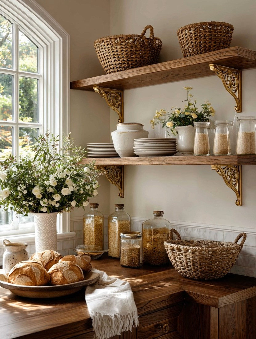 Steal this floating-shelf detail from a Tuscan kitchen.

Natural wood floating shelves are beautiful on their own, but there’s one detail that takes them from simple storage to intentional decor: designer brushed-gold brackets.

It’s a combination we love because the materials balance each other so beautifully. Natural wood brings warmth and grounding energy, while brushed gold adds elegance, polish and that timeless old-world detail often seen in Tuscan-inspired interiors.

And floating shelves give you something closed cabinets can't: visible space for creativity. Style them with beautiful dishes, baskets, cookbooks, pottery, glassware or pieces you've collected over time.

You don't need to redesign the entire kitchen. Sometimes changing the hardware is what changes the whole look.

Shop our edit of natural wood floating shelves and designer gold brackets.

#FloatingShelves #KitchenDecor #TuscanStyle #ElegantAndDriven 

 #LTKHome