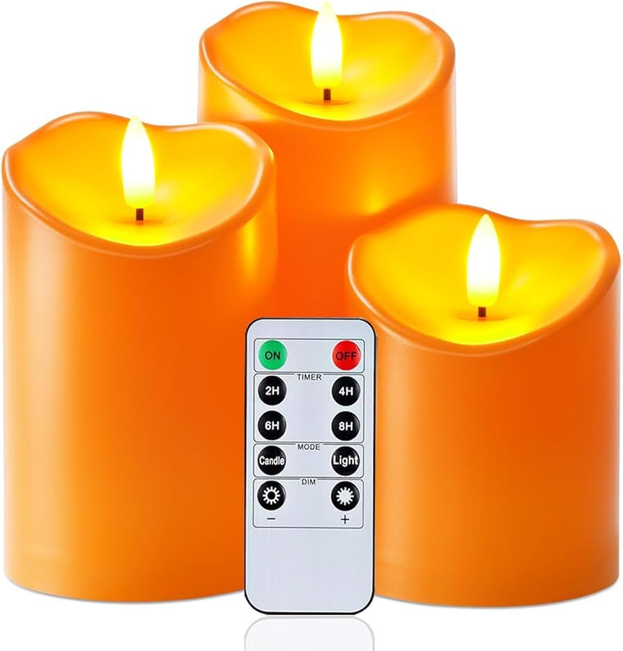 Homemory Halloween Orange Flameless Candles, Fall Candles, Outdoor Waterproof Flickering Battery ... | Amazon (US)