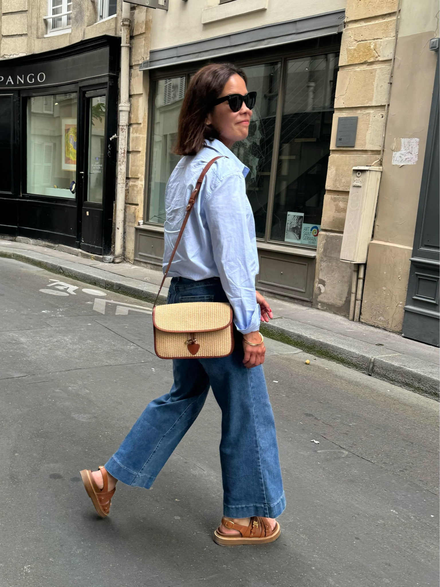 What to wear in Paris 
Jcrew Button Down in size small 
Crop denim/linking similar styles, the ones I am wearing are from Paris. 
Sèzane Bag/ linking exact same color/texture but different style. 
Linking similar sandals to these Celine. 

#LTKStyleTip #LTKOver40 #LTKSeasonal