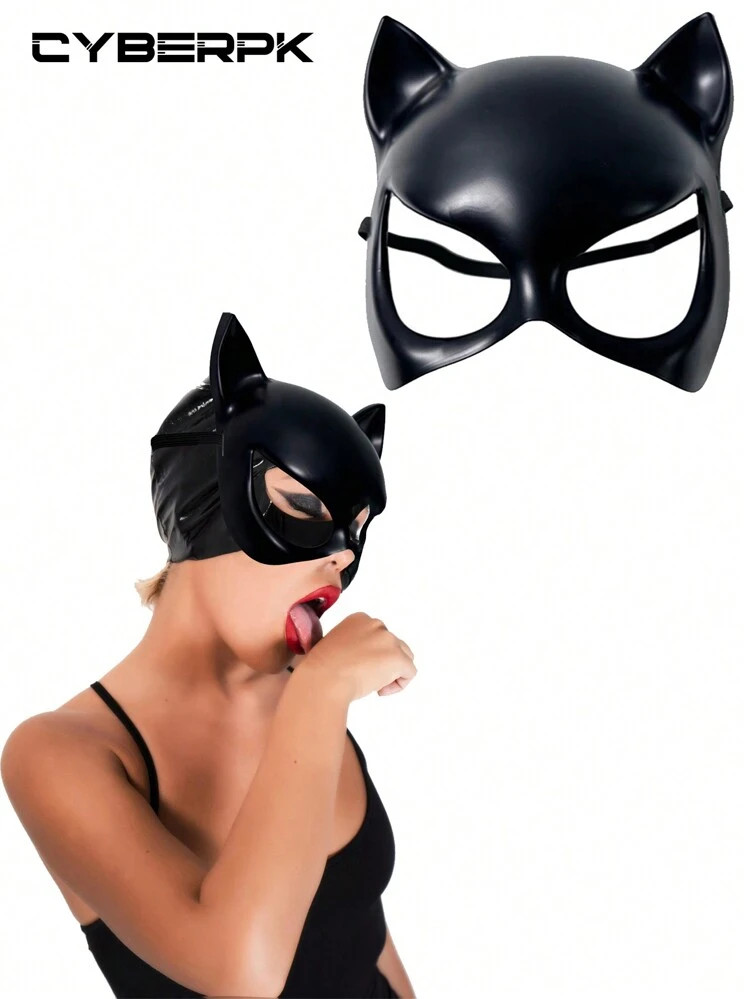 CyberPK 1pc Black Catwoman Mask Sexy Cat Face Mask Cosplay Mask Stage Mask Costume Propscatwoman,... | SHEIN