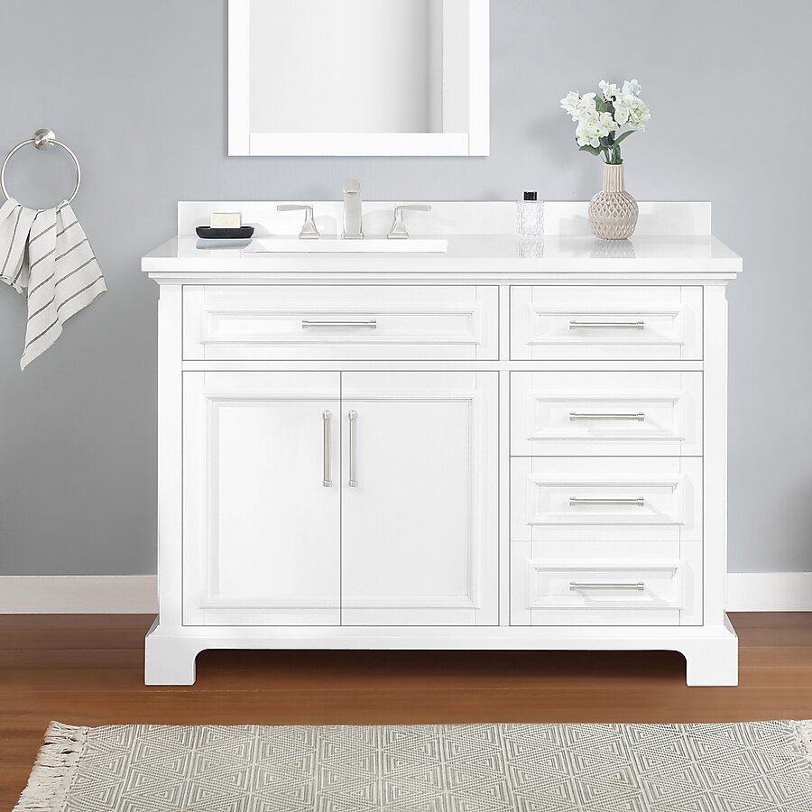 OVE Decors  Sarah 48-in White Undermount Single Sink Bathroom Vanity with White Engineered Marbl... | Lowe's