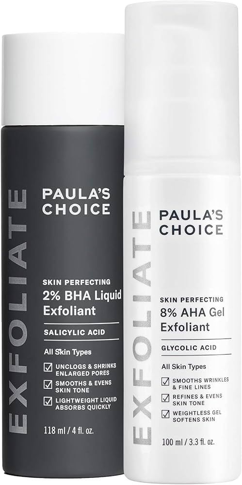 Paula's Choice SKIN PERFECTING 8% AHA Gel Exfoliant & 2% BHA Liquid Duo - Facial Exfoliants for B... | Amazon (US)