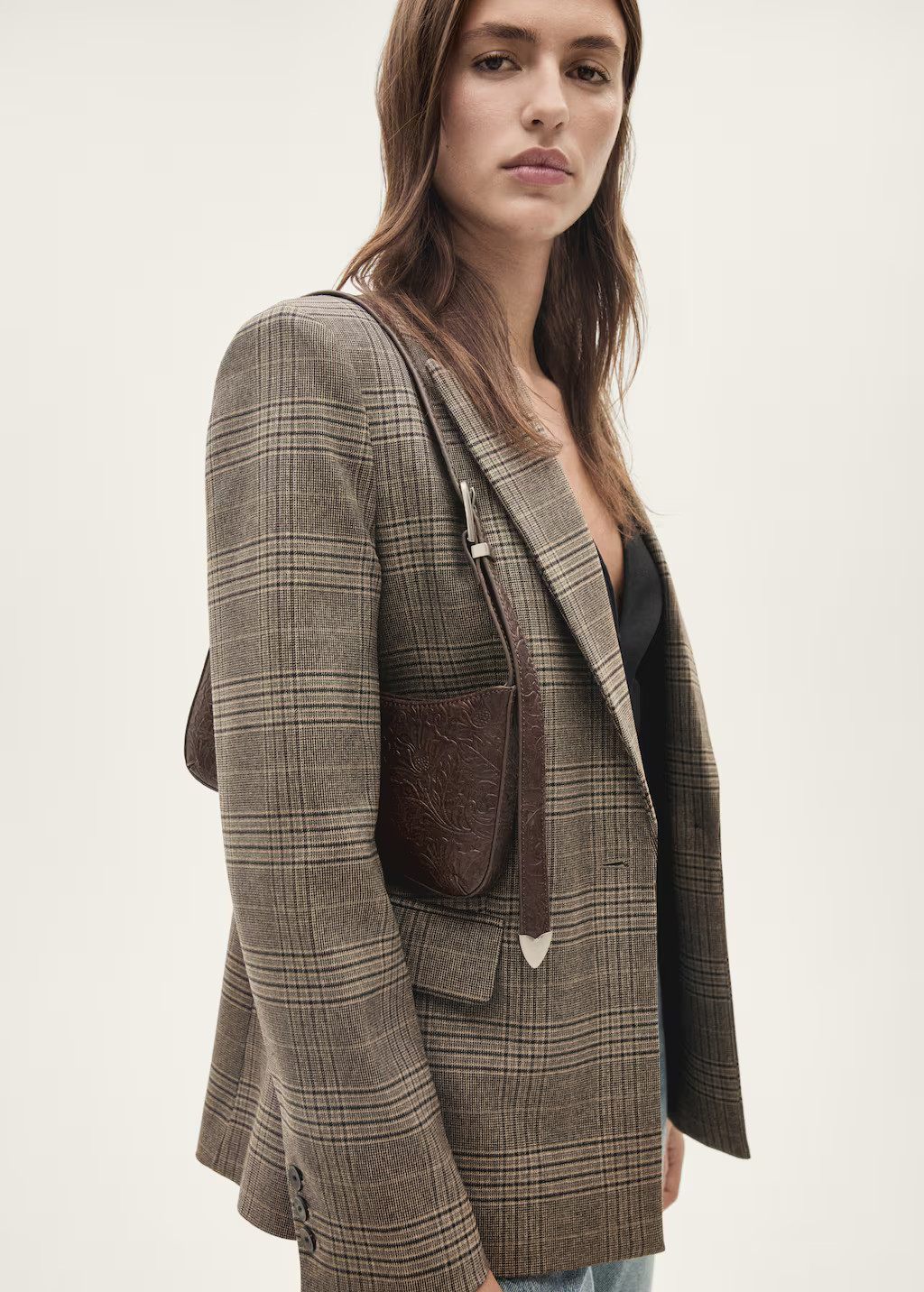 Straight-fit check jacket - Women | MANGO USA | Mango (US/MX/AU)