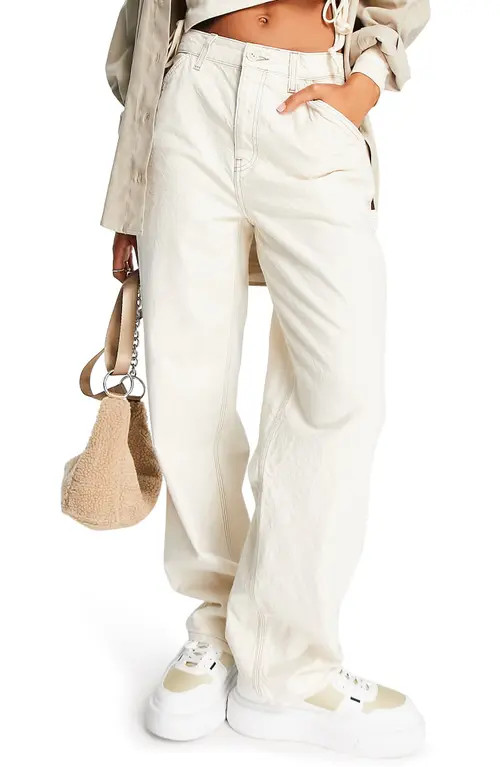 ASOS DESIGN Minimal Cargo Pants in Cream at Nordstrom, Size 8 Us | Nordstrom