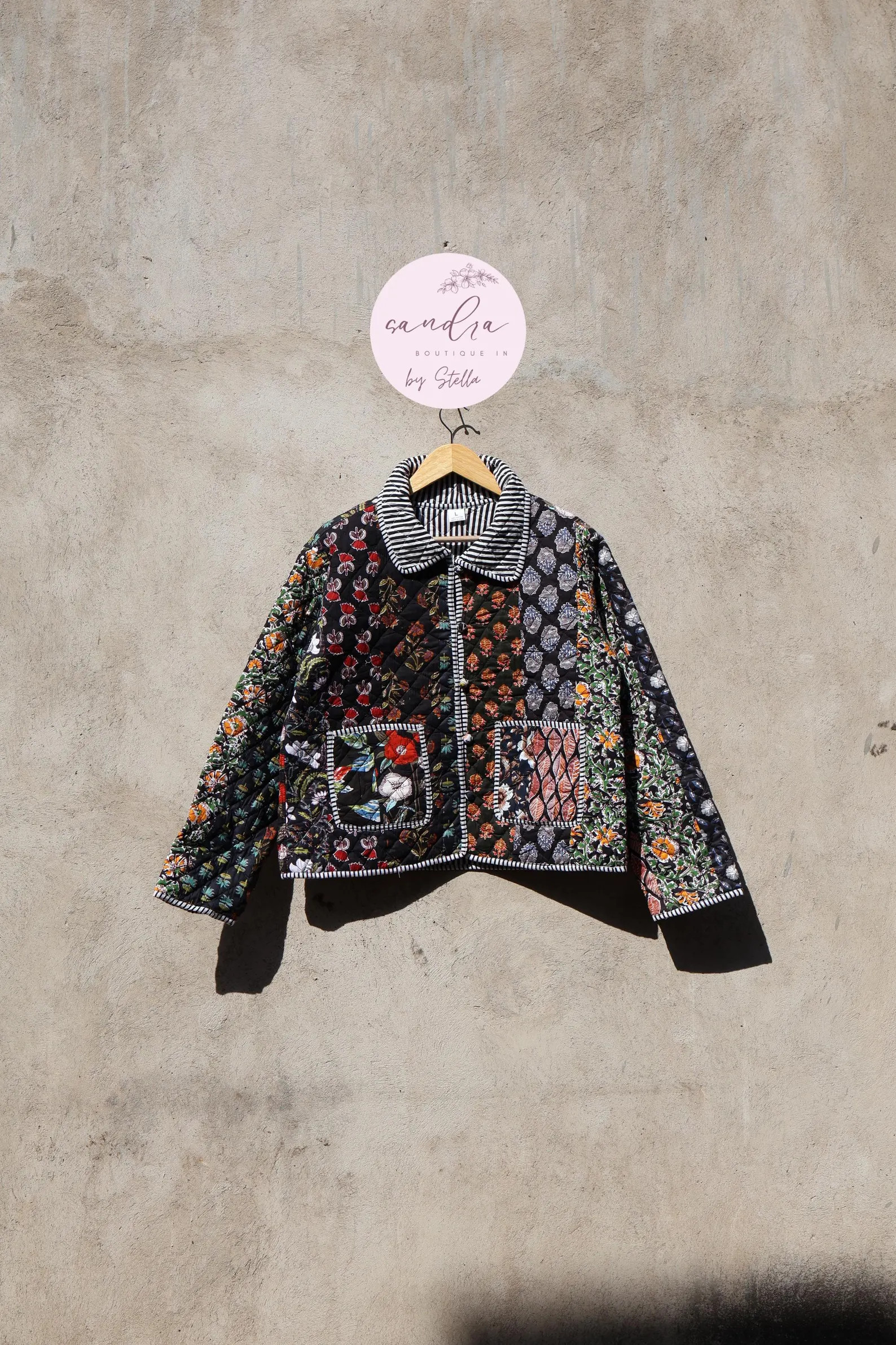 Handcrafted Cotton Quilted Patchwork Jacket, Boho Floral Reversible Coat – Vintage Kantha Kimon... | Etsy (US)