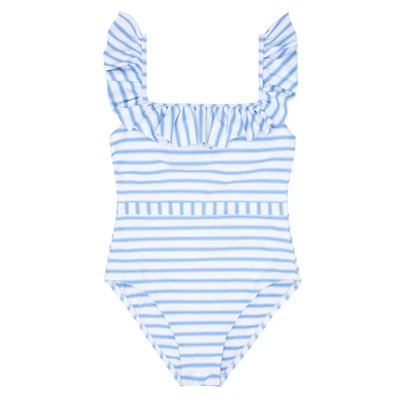 women's boca stripe ruffle one piece | minnow