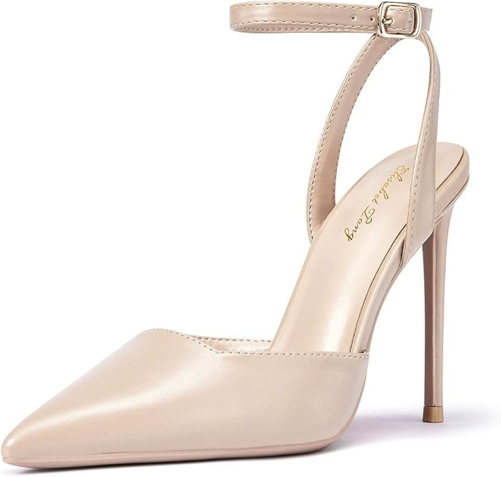 Elisabet Tang High Heels, Women's Strappy Closed Toe Stiletto Pumps Ankle Strap Pointed Toe D'Ors... | Amazon (US)