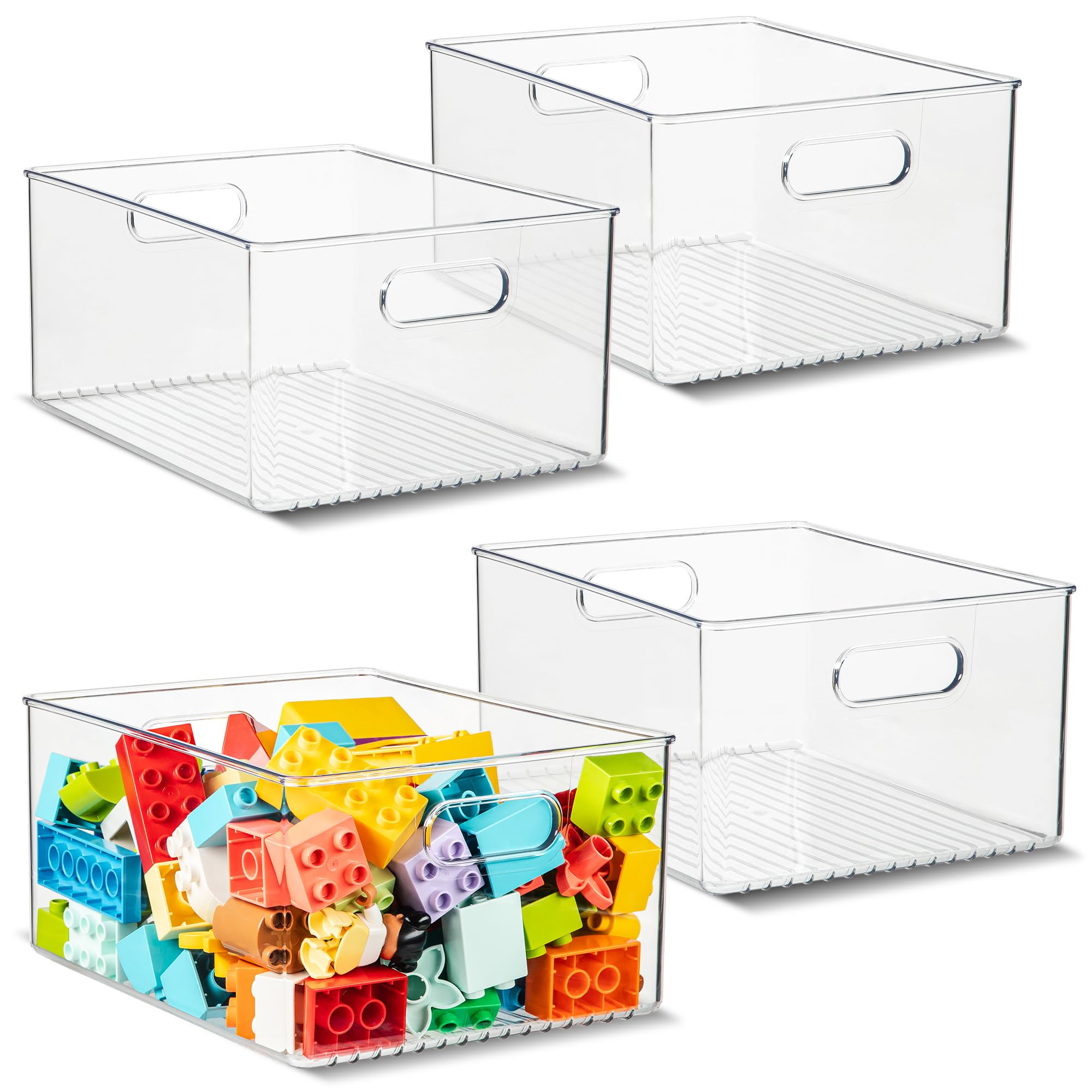 4 Pack Clear Plastic Organizer Bins with Handles for Home Organization. Storage Containers for Or... | Amazon (US)