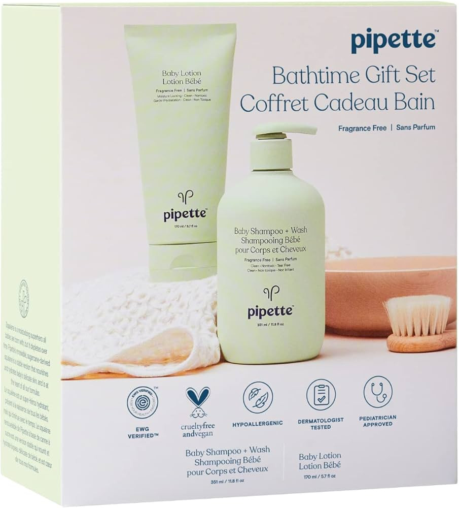 Pipette Bathtime Duo Kit, Fragrance Free - Wash Tear-Free and Moisturize Set with Renewable Plant... | Amazon (US)