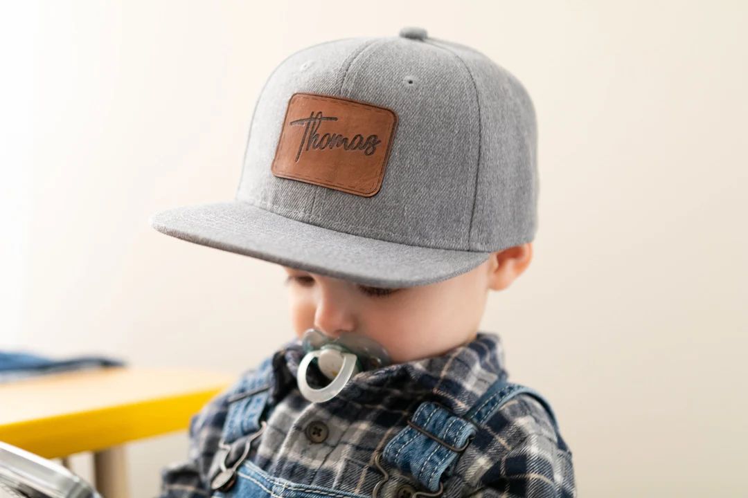 Custom Toddler Hat | Leather Patch Hat for Infant | Trucker Hat for Kids | Signature Hat | Person... | Etsy (US)