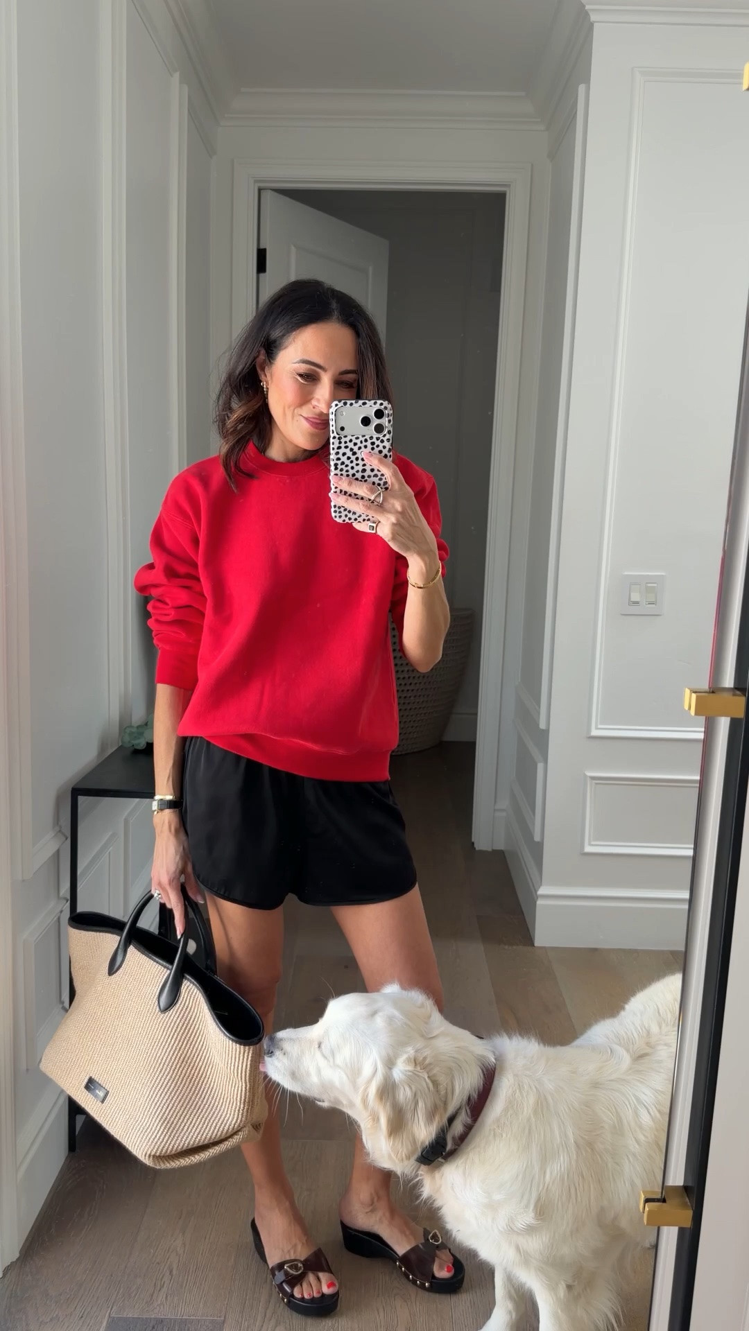 Satin sporty shorts for family dinner and the coziest red sweatshirt that will now be my new personality 🤍❤️🖤 PS @Aritzia  summer sale just went live For clients, save 20-50% now! Check your app or email inbox to see details! Happy summering! ☀️ #ad #AritziaPartner

#LTKSeasonal #LTKOver40